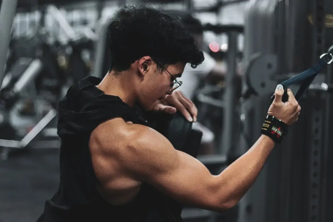 A young man working out